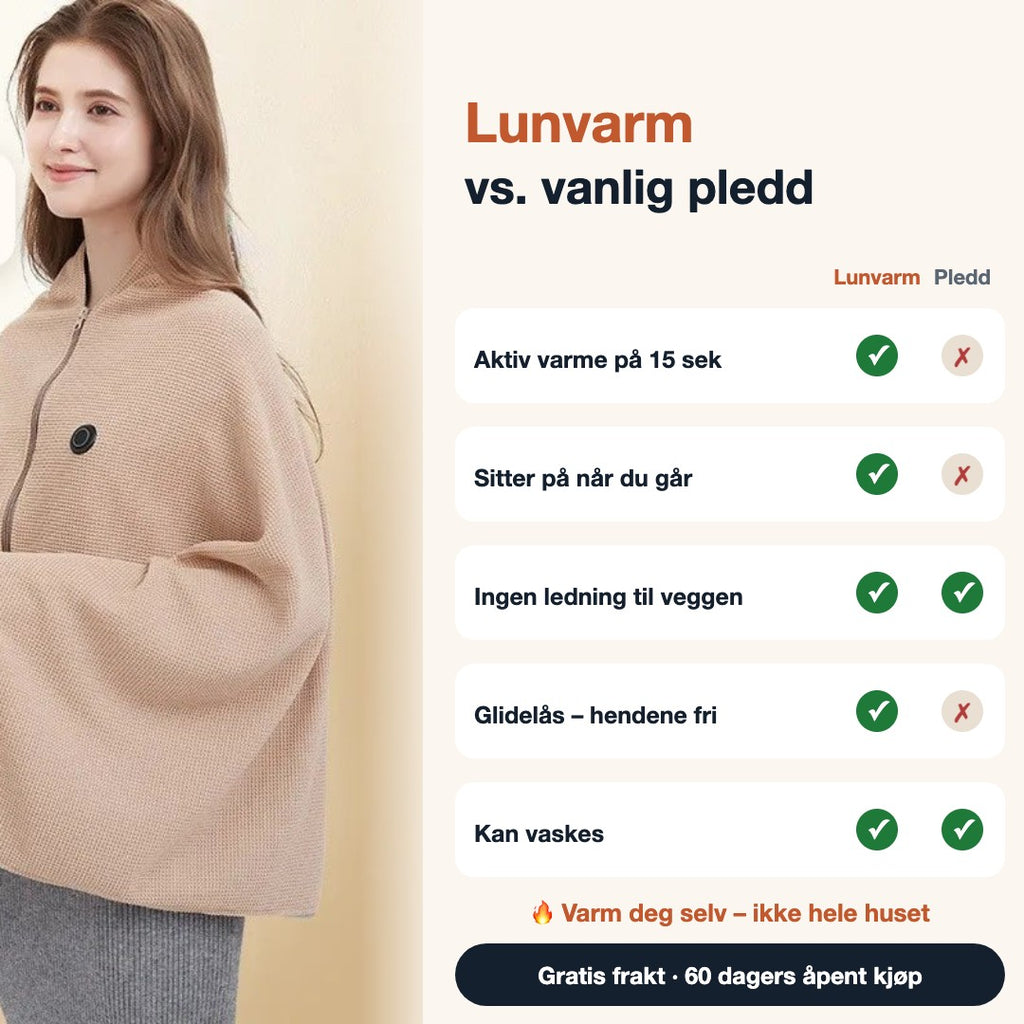 Lunvarm varmesjal vs vanlig pledd